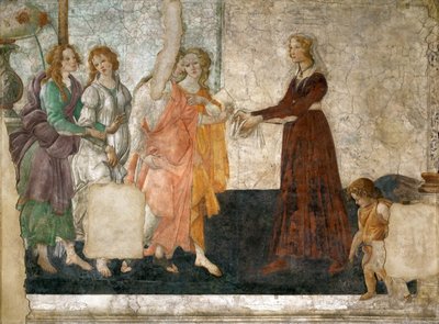 Venere e le Tre Grazie offrono doni a una giovane ragazza da Sandro Botticelli