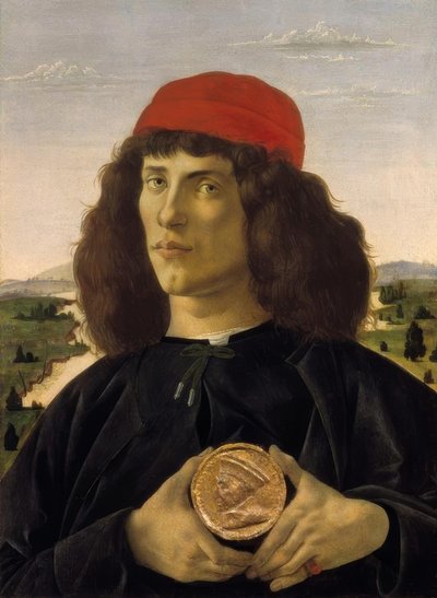 Ritratto di un uomo sconosciuto con la medaglia di Cosimo da Sandro Botticelli
