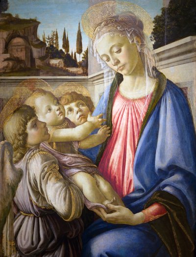 Italiano:  Madonna col Bambino e due angeli Madonna col Bambino e due angeli da Sandro Botticelli