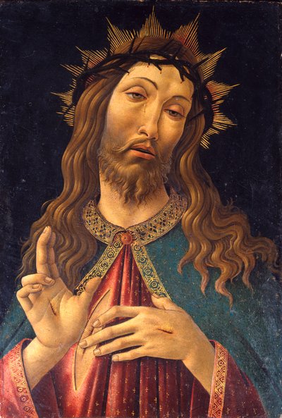 Italiano:  Vir dolorum (Cristo benedicente) Uomo dei dolori da Sandro Botticelli