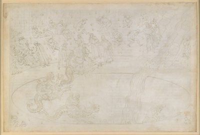 La Divina Commedia, Inferno XVII. Virgilio e Dante nel settimo cerchio dell’Inferno, terza fascia: i violatori dell’ordine divino nel deserto di fiamme, la punizione degli usurai; discesa nelle profondità sul dorso di Gerione da Sandro Botticelli