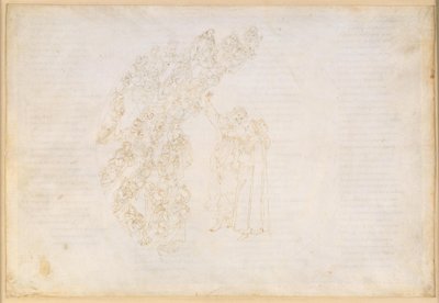 La Divina Commedia, Paradiso III. Prima sfera planetaria (cielo lunare): apparizione delle anime a cui un tempo fu impedito di adempiere a un voto; colloquio di Dante con Piccarda Donati da Sandro Botticelli