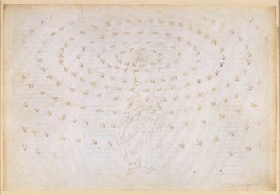 La Divina Commedia, Paradiso XXIV. Ottava sfera (cielo delle stelle fisse): Beatrice chiede a Pietro di mettere alla prova il suo allievo nella vera fede, la prima virtù teologale; la professione di fede di Dante da Sandro Botticelli