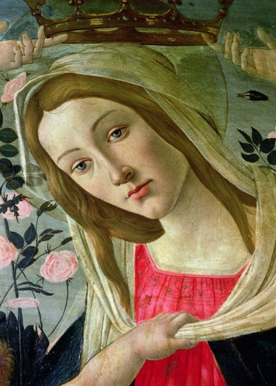 Madonna col Bambino incoronata dagli angeli, (dettaglio della Madonna) da Sandro Botticelli