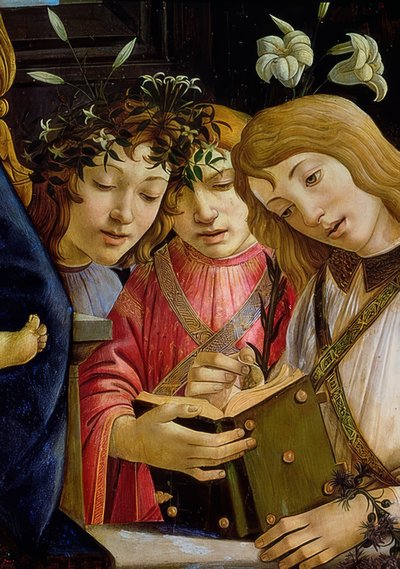 Maria con il bambino, Giovanni Battista e angeli (dettaglio) da Sandro Botticelli
