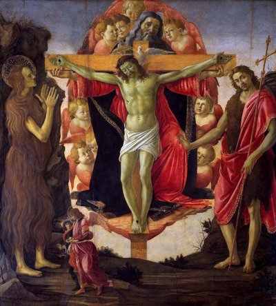 La Santissima Trinità con i Santi Giovanni Battista, Maria Maddalena, Tobia e Raffaele da Sandro Botticelli