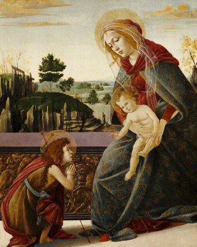 La Madonna e il Bambino con il giovane San Giovanni Battista in un paesaggio da Sandro Botticelli