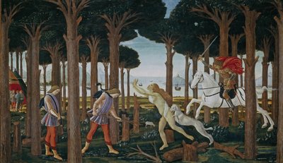 La storia di Nastagio degli Onesti Primo episodio, ca 1483 da Sandro Botticelli