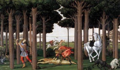 La storia di Nastagio degli Onesti Secondo episodio, ca 1483 da Sandro Botticelli