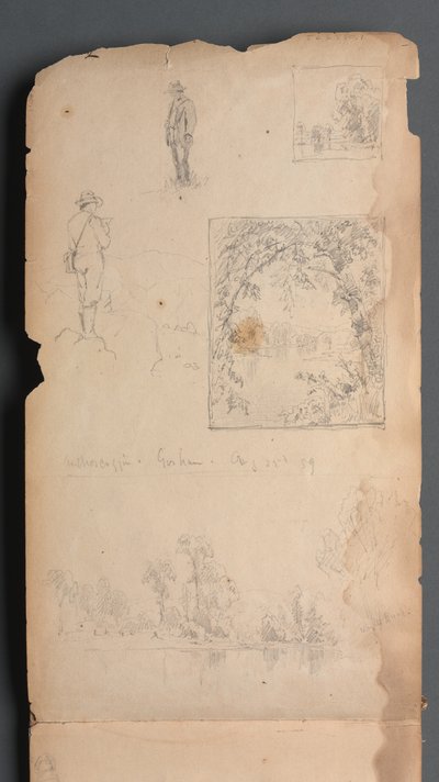 Sketchbook, pagina 01: autoritratti con vignette da Sanford Robinson Gifford