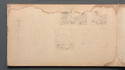 Sketchbook, pagina 39: Paesaggio del Maine Vignittes da Sanford Robinson Gifford
