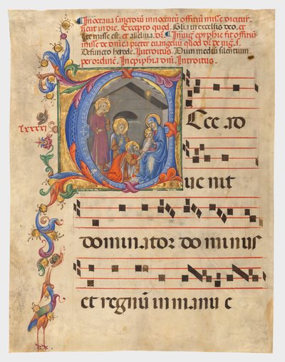 Initiale E: Die Anbetung der Könige, Blatt aus einem Graduale da Sano di Pietro