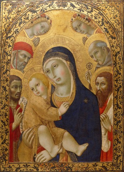 Madonna col Bambino e i santi Girolamo, Giovanni Battista, Bernardino e Bartolomeo, ca 1450-1475 da Sano di Pietro