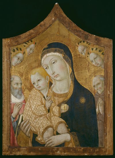 Vergine con Bambino e Santi Girolamo, Bernardino da Siena e Angeli, 1450-60 da Sano di Pietro