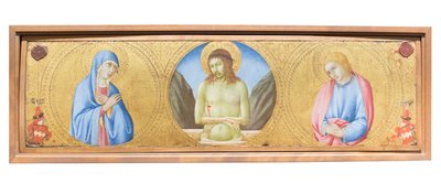 Cristo come uomo dei dolori tra la Vergine Maria e San Giovanni Evangelista da Sano di also Ansano di Pietro di Mencio Pietro