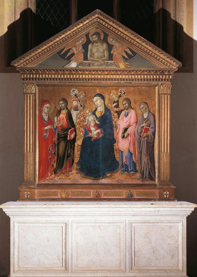 Madonna col Bambino con Santi e Cristo in Pietà da Sano di also Ansano di Pietro di Mencio Pietro