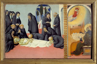 Scena della vita di San Girolamo: Morte di San Girolamo e la sua apparizione a Sant