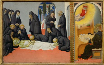 La morte di San Girolamo tra i suoi discepoli: appare a San Cirillo, vescovo di Gerusalemme ... da Sano di also Ansano di Pietro di Mencio Pietro