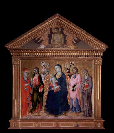 Vergine e Bambino con i Santi Giacomo, Filippo, Anna e Maria Maddalena da Sano di also Ansano di Pietro di Mencio Pietro