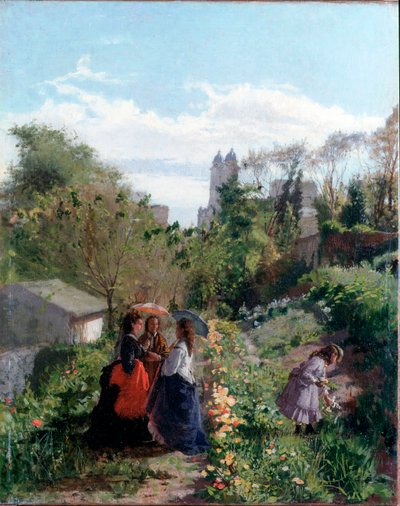 Signore in un giardino da Sante Bertelli
