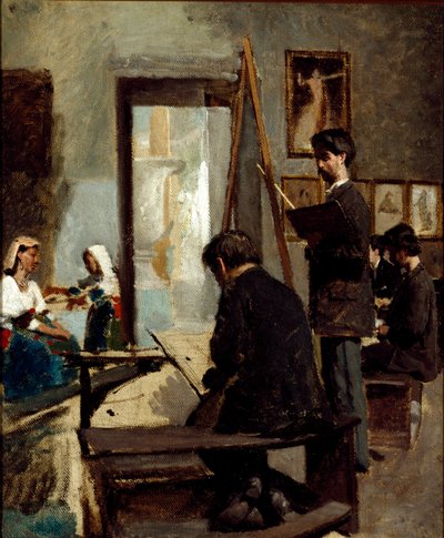 Lo studio dei colori grigi (studio di un pittore) da Sante Bertelli