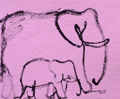 Famiglia di elefanti rosa da Santhosh ch