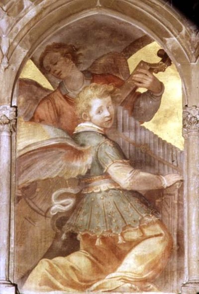 Angeli musicali in un chiostro trompe l