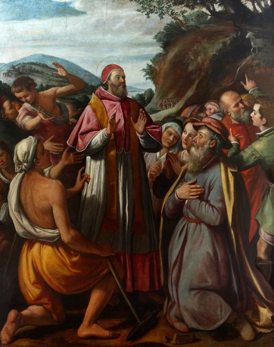 San Papa Clemente I, circondato da credenti, 1592 da Santi di Tito