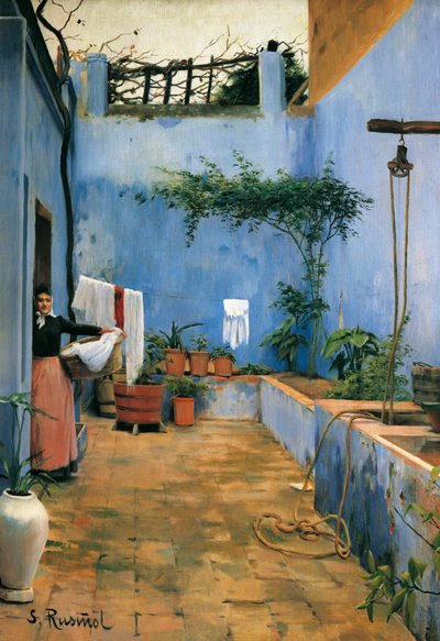 Il Cortile Blu (El patio azul) Dipinto di Santiago Rusinol y Prats (1861-1931) 1892 Monistrol de Montserrat. Museo di Montserrat da Santiago Rusinol i Prats
