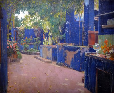 Il Patio Blu - (El patio azul, Sitges) - Dipinto di Santiago Rusinol y Prats (1861-1931) 1913. Barcellona (Barcellona) Museo Nazionale d