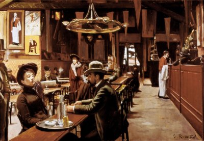 Interno di un caffè a Montmartre, Parigi da Santiago Rusinol i Prats
