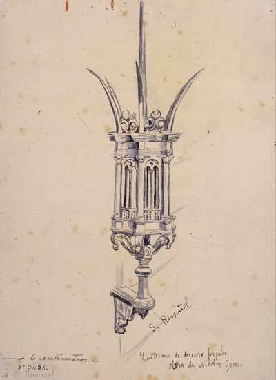 Copia di una lampada in ferro battuto di Nicolas Grosso da Santiago Rusiñol