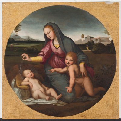 Madonna col Bambino e il giovane San Giovanni, c.1500 da Sanzio of Urbino (follower of) Raphael