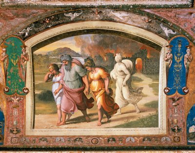 La fuga di Lot da Sodoma da Sanzio of Urbino (workshop) Raphael