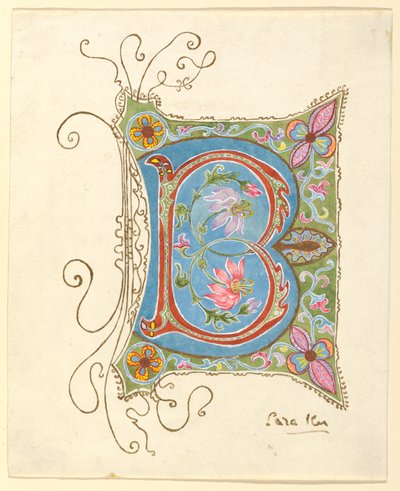 Disegno, iniziale illuminata da Sara Ker