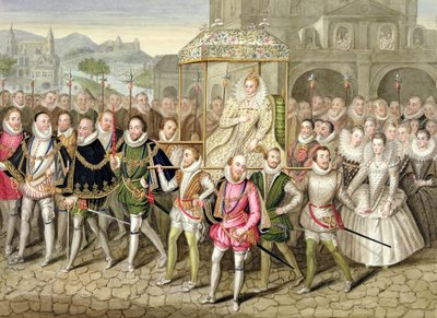 La regina Elisabetta I in processione con i suoi cortigiani (c.160003) da 