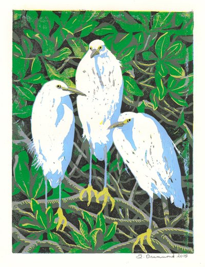 Trio, 2015 (Linocut) da Sarah Drummond