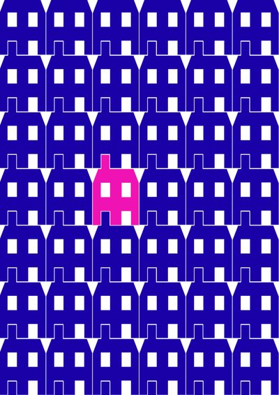 Casa di carta blu_grande, 2020 (digitale) da Sarah Evans