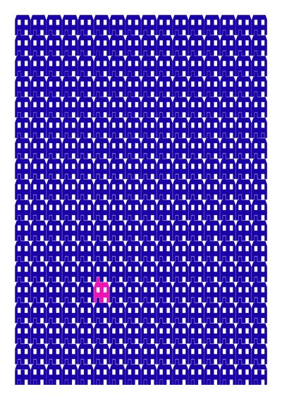 Blue Paper House Repeat Print, 2014 (stampa giclée grafica) da Sarah Evans