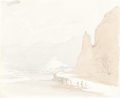 Paesaggio svizzero con un villaggio in lontananza da Sarah Grace Lushington