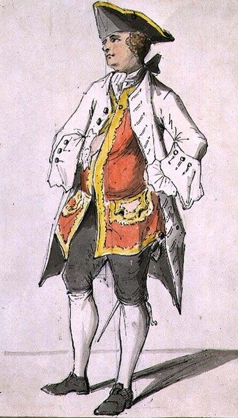 Un gentiluomo con cappello tricorno, da un album di studi di figure, metà del XVIII secolo da Sarah Hamilton