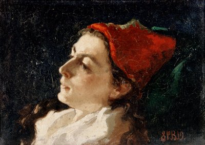 Testa di una donna con cappello rosso da Sarah Paxton Ball Dodson