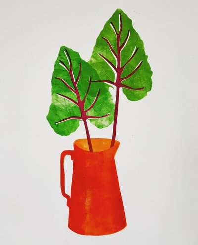 Brocca rossa con foglie da Sarah Thompson Engels