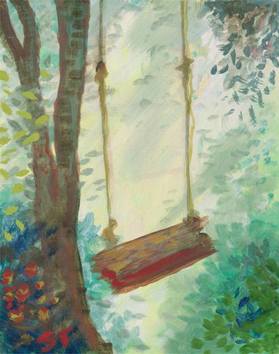 La sua altalena, 2021 circa (olio su tela) da Sarah Tudor