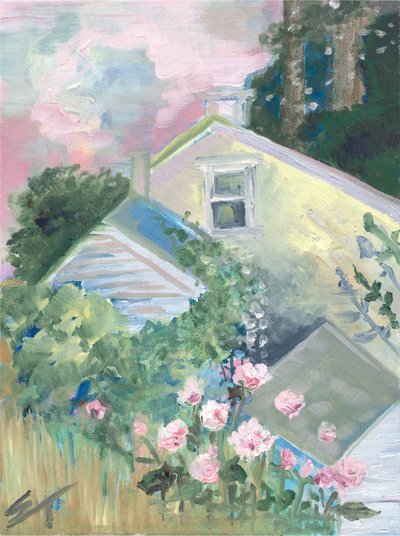 La Vie en Rose, 2020 circa (olio su tela) da Sarah Tudor