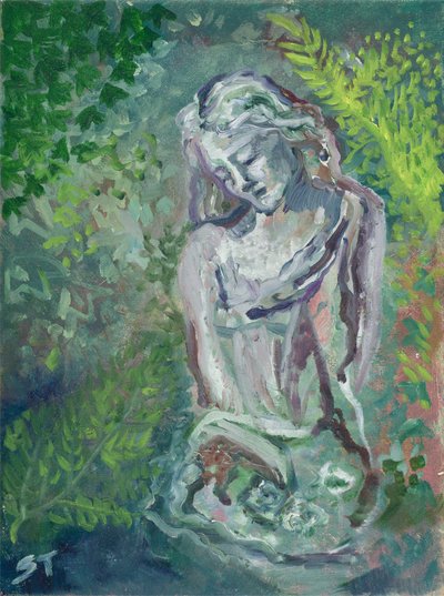 Signora nel bosco, 2021 circa (olio su tela) da Sarah Tudor