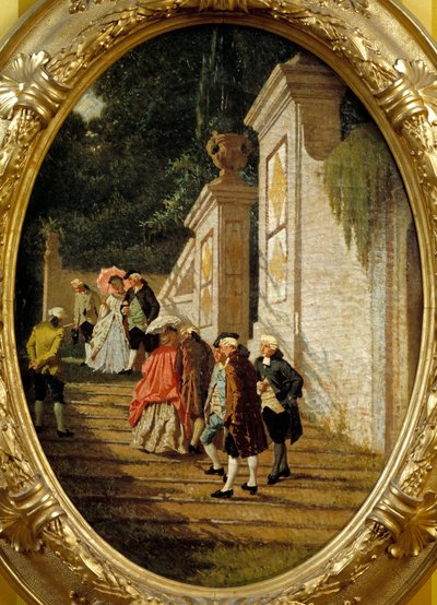 I bei tempi antichi Coppie di nobili che passeggiano. Dipinto di Francesco Altamura da Saverio Altamura