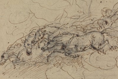 Quattro cavalli al galoppo: studio mitologico, possibilmente per il carro di Fetonte da Sawrey Gilpin