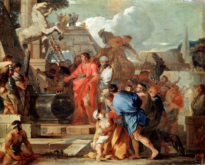Augusto davanti alla Tomba di Alessandro Magno, XVII secolo da Sébastien Bourdon