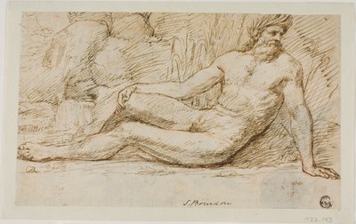 Dio del fiume (recto); schizzi di due teste maschili (verso) da Sébastien Bourdon